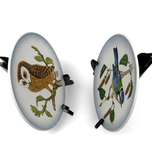 GOEBEL Wildlife PORCELAIN Plates Barn Owl And Titmouse 1970s Germany Vintage - Picture 6 of 11